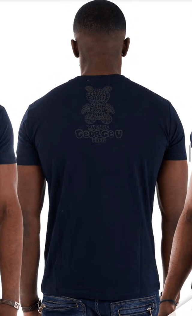 Avenue George V – T-shirt Ours Strass bleu marine