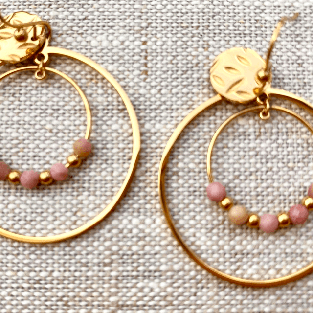 Boucles d&#039;oreilles  perles roses